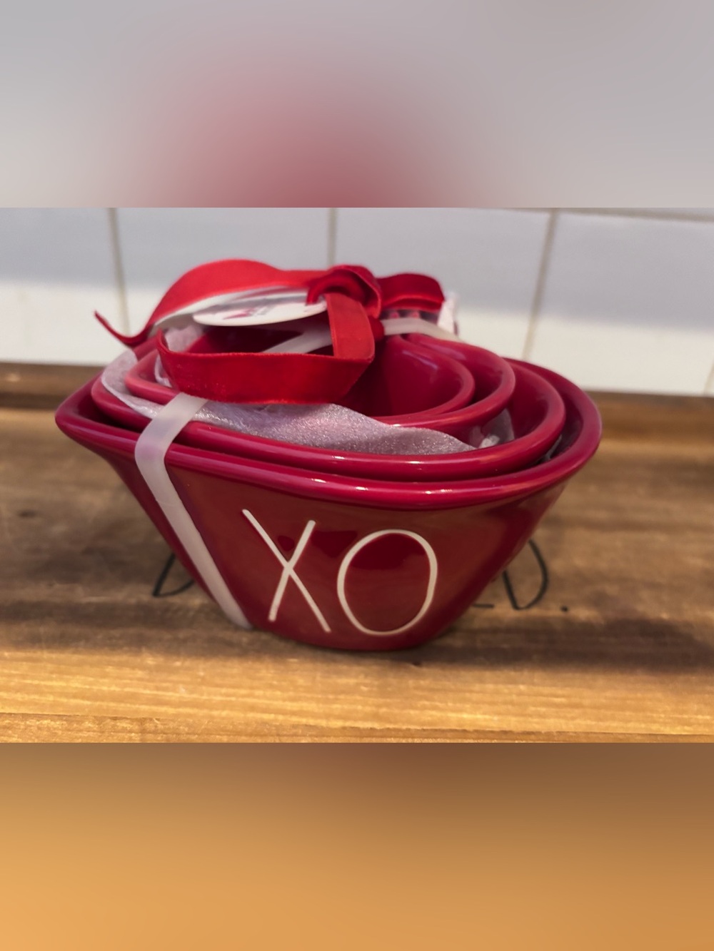 Rae Dunn Heart Shaped “XO” Measuring Cups Ceramic